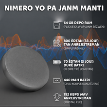 Load image into Gallery viewer, Ti Aparèy Anrejistreman Vwa | Mini Anrejistrè Odyo Mayetik | Mini Anrejistrè Son – Knight KT1000 – NOUVO