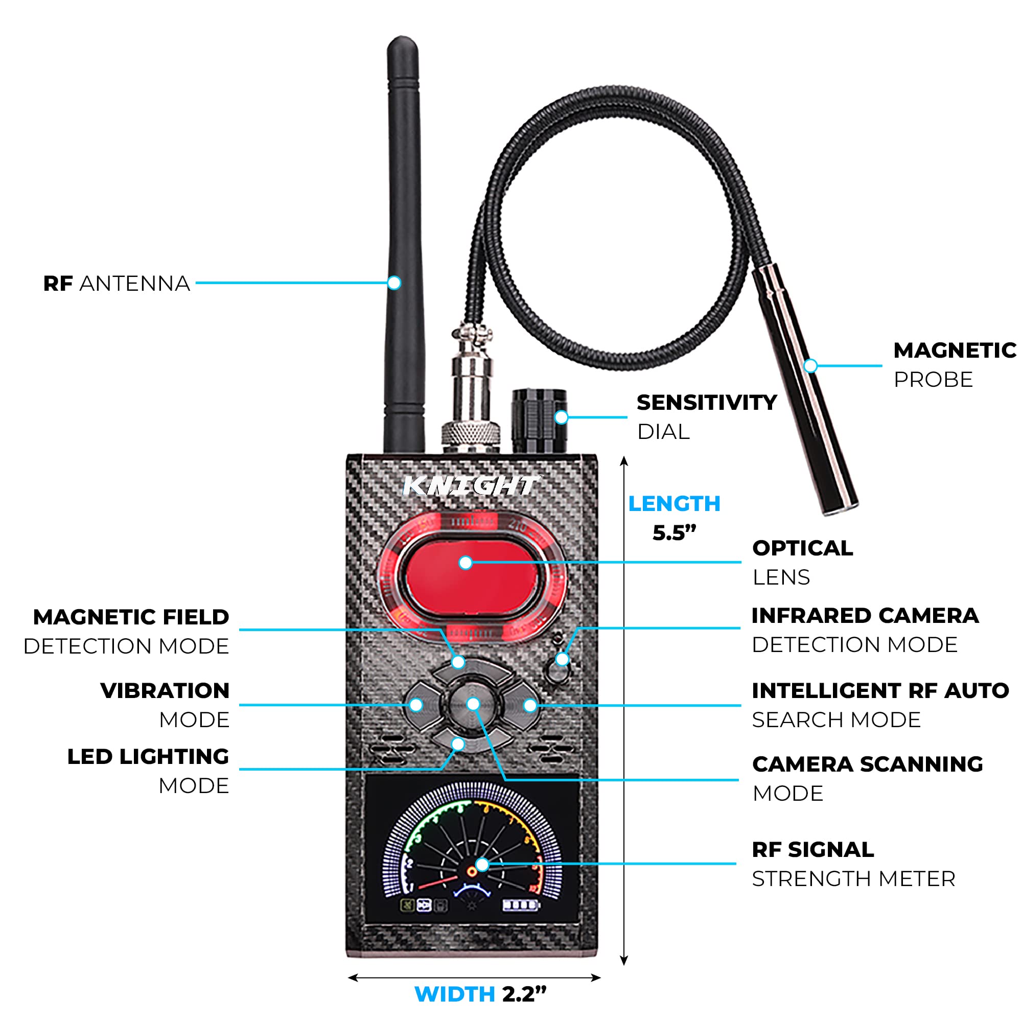Knight KT8000 Premium Anti Spy Detector & Hidden Devices Detector ...